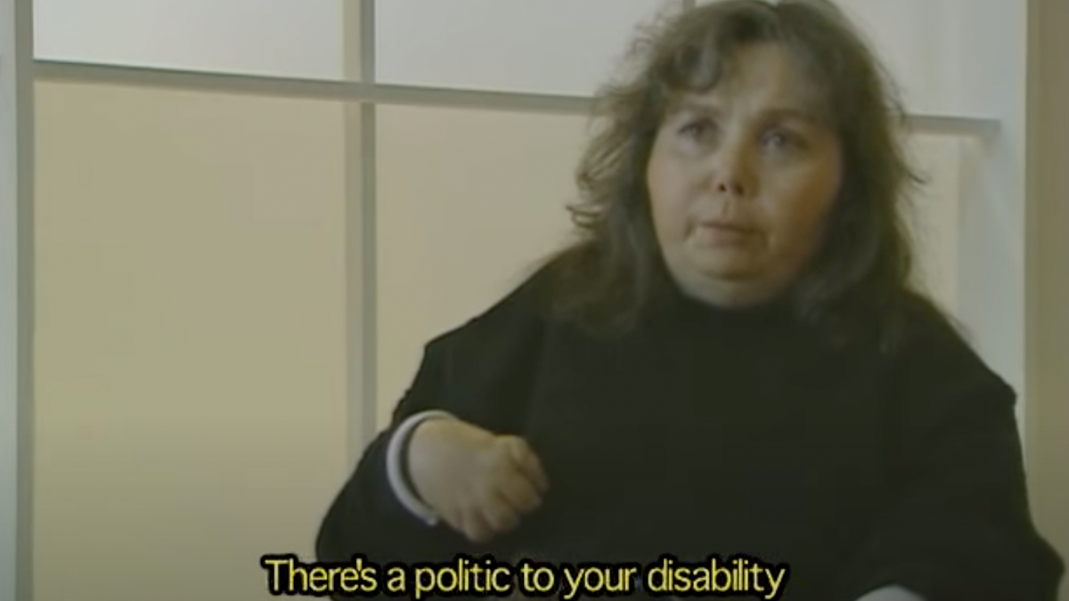 Person with text saying "There's a politic to your disability"