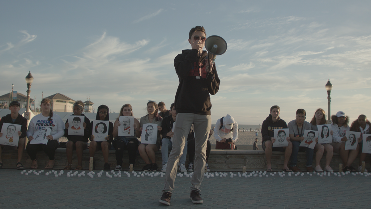 person with bullhorn