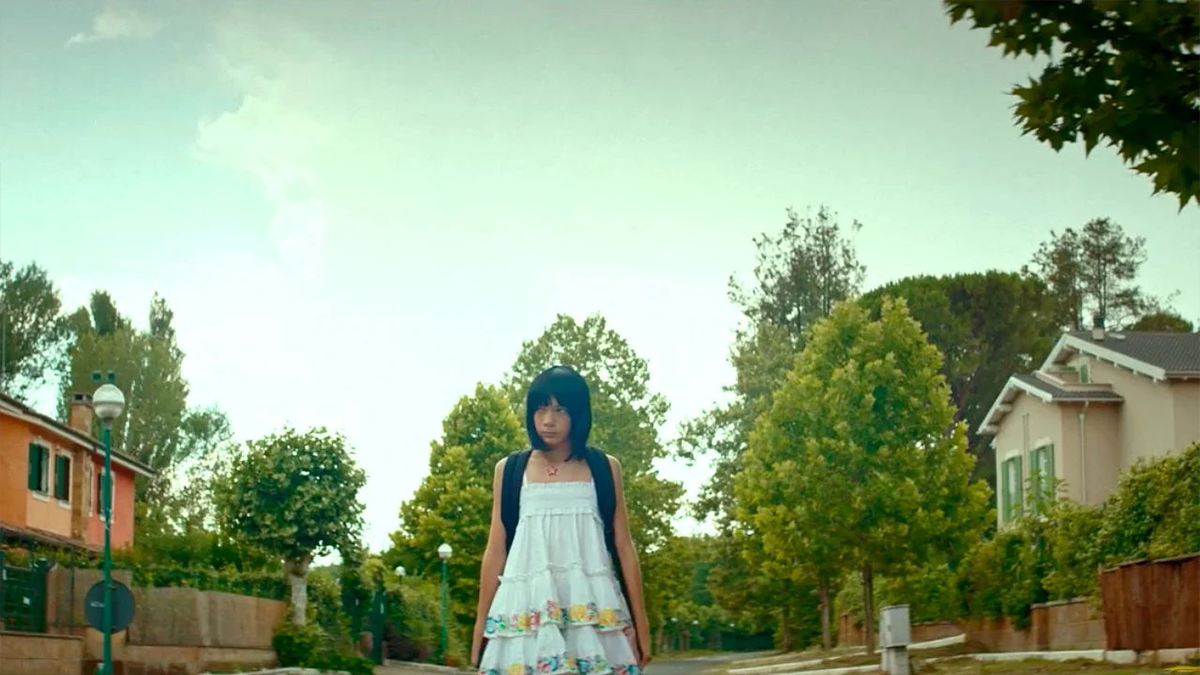 person walking down a streeet