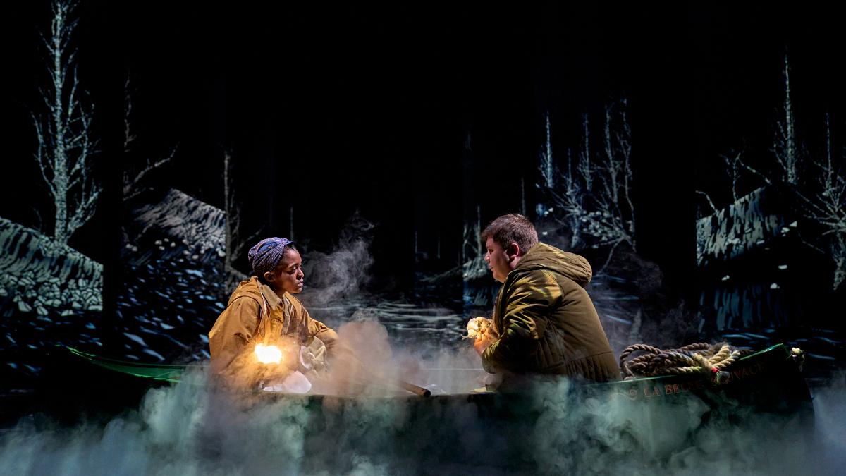 man and woman in row boat