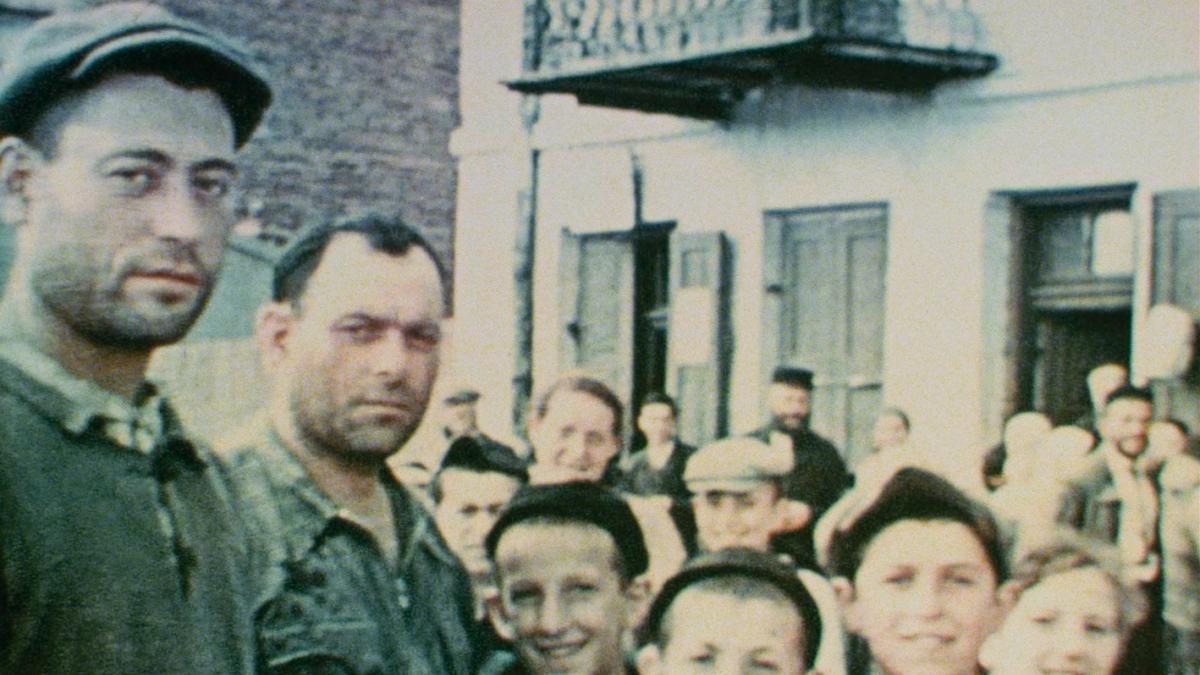 vintage image of soldiers in uniform and children