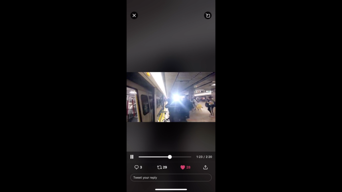 phone video screen recording in train station