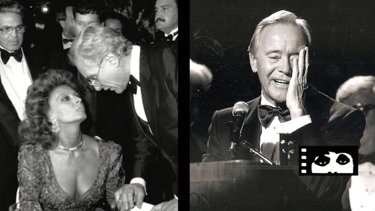 black and white photos of man at podium and looking at woman