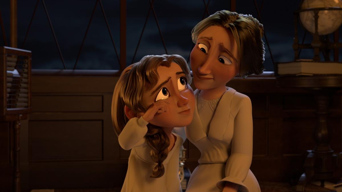 animated mother and daughter looking at each other with teary eyes