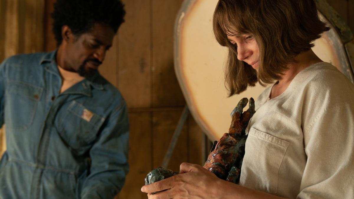 woman and man in art studio