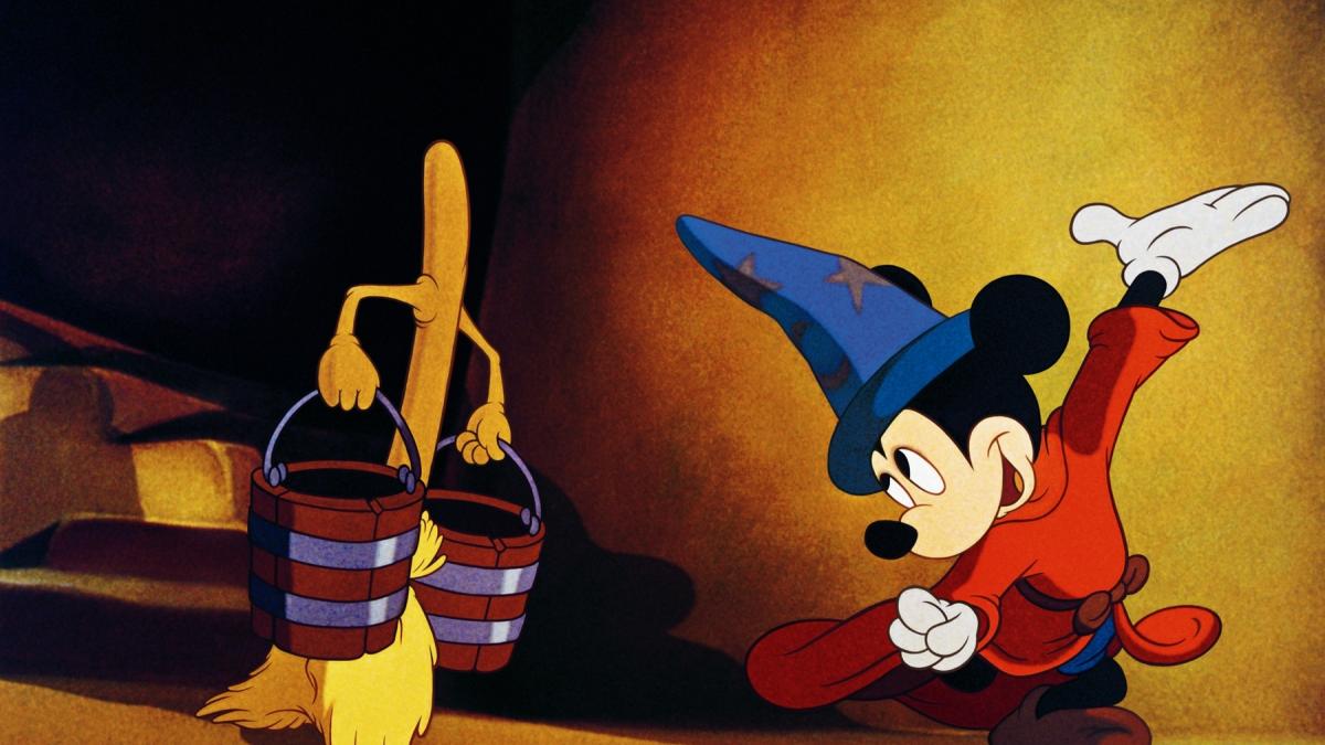 mickey mouse and walking broom