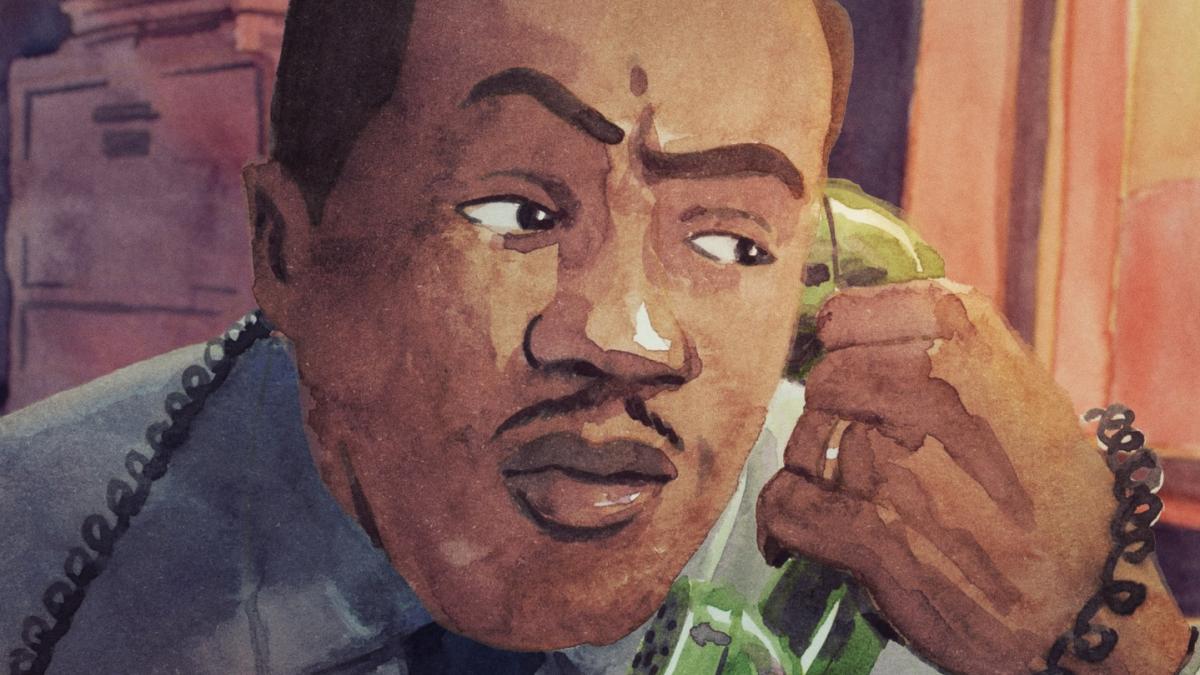 Doc10: THE BADDEST SPEECHWRITER OF ALL, animated Black man holding phone up to ear with eyebrows raised