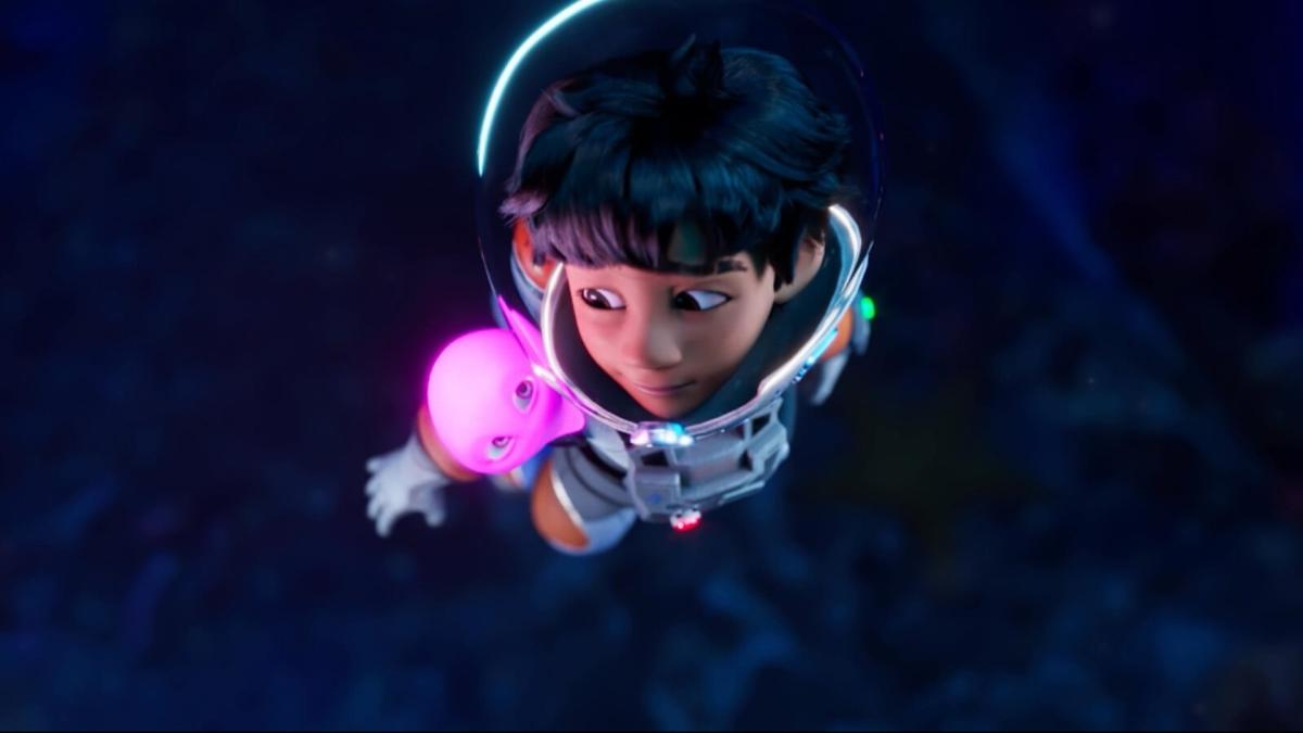SKETCHES IN MOTION: AAPI ANIMATED SHORTS, 2024-26, young girl wearing astronaut suit floating in dark space