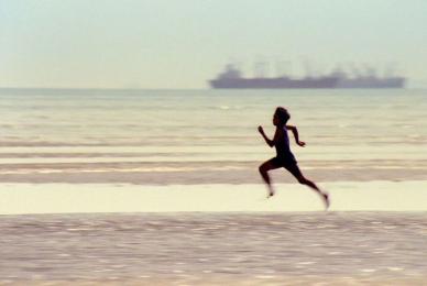 person running in barren background